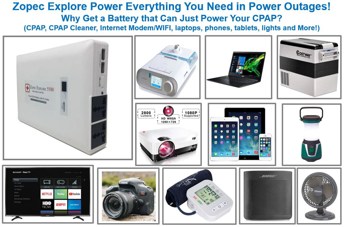 Zopec EXPLORE 5500 CPAP Home UPS Backup Battery (Humidifier Only. NOT FOR HEATED TUBE.)