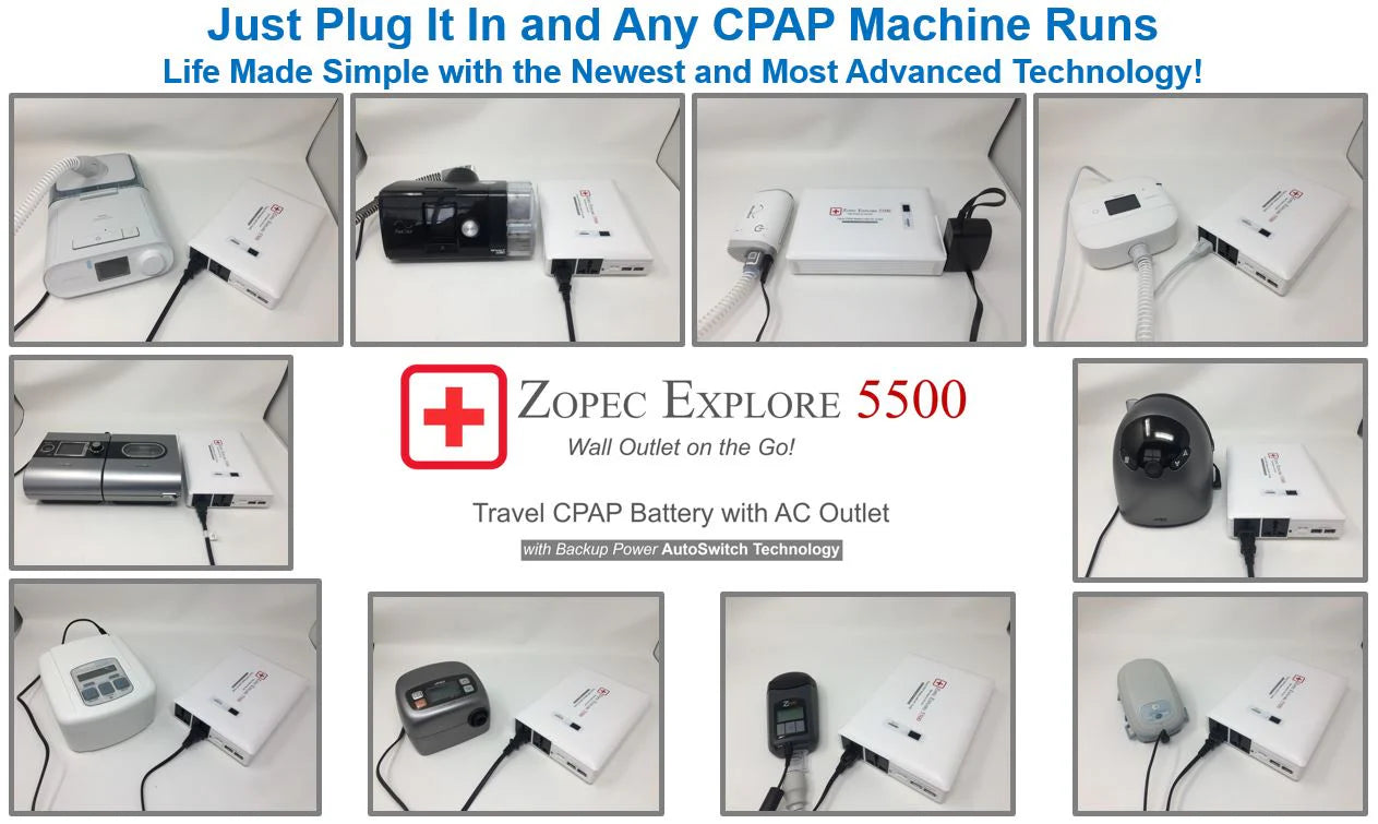 Zopec EXPLORE 5500 CPAP Home UPS Backup Battery (Humidifier Only. NOT FOR HEATED TUBE.)
