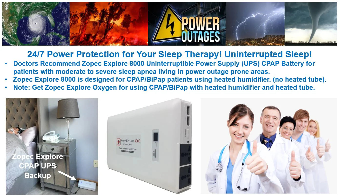 Zopec EXPLORE 5500 CPAP Home UPS Backup Battery (Humidifier Only. NOT FOR HEATED TUBE.)