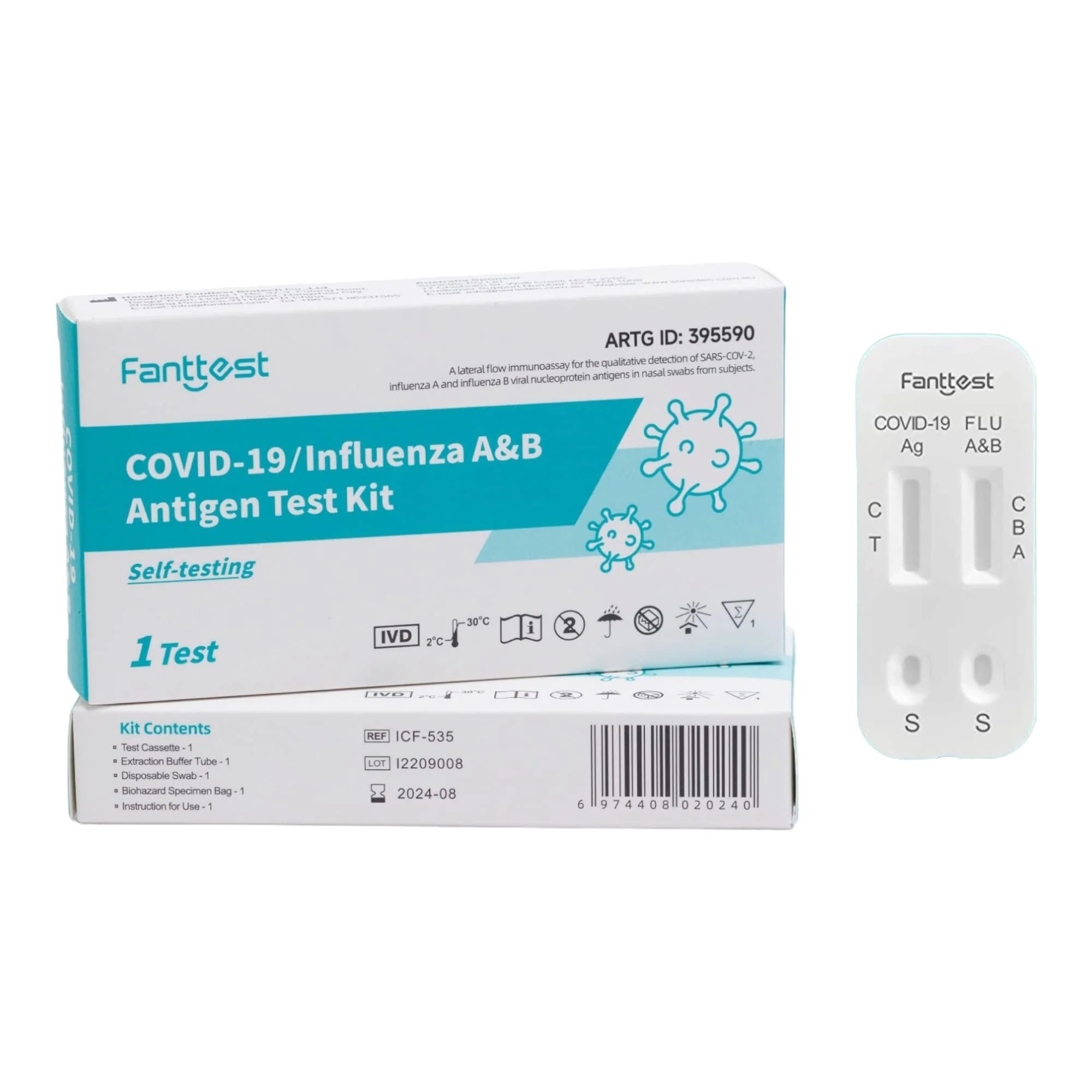 Fanttest COVID-19/Influenza A&B Antigen Test Kit - 1 test